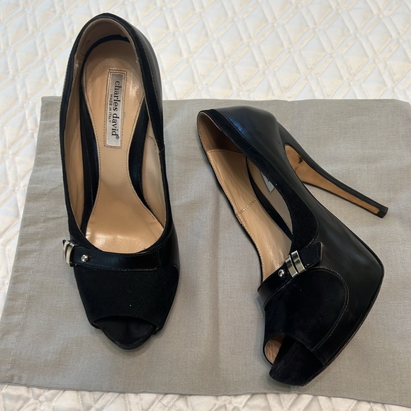 Charles David made in Italy with hidden Platform in Black Leather & Suede - Picture 10 of 13